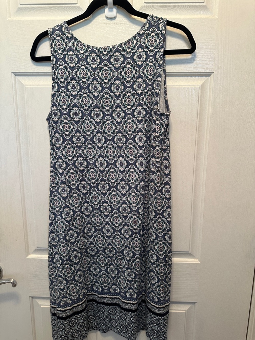 J. Jill Petite Sleeveless Floral Medallion Dress in Blue Light Teal & White SP - Picture 6 of 7